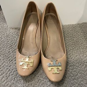 Nude Patent Tory Burch Block Heels Size 8.5